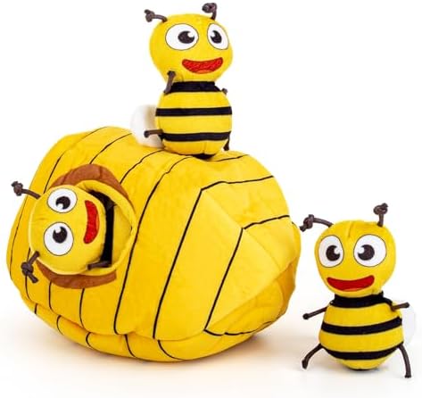 Hollypet Squeaky Hide and Seek Dog Toys for Small and Medium Dogs, Bees