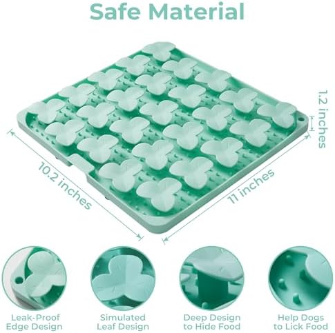 Puzzle Feeder Snuffle Mat for Dogs, Lick Mat for Dogs to Slow Down Eating, Dog Puzzle Toys for Large and Medium Breed Dogs, Silicone Dog Bowls for Dry, Wet, Raw Food, Green