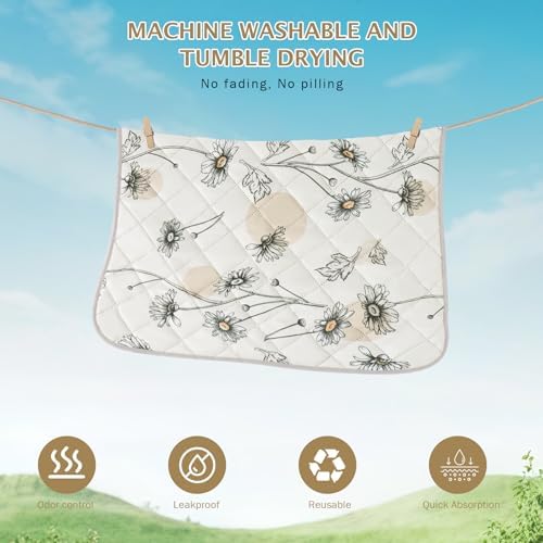 IEUUMLER Washable Pee Pads for Dogs, 2 Pack Non-Slip & Waterproof Pack Whelping Pad, Reusable Washable Puppy Potty Training Pad with Fast Absorbent for Playpen EU007 (Beige Daisy, 36"X48"-2pcs)