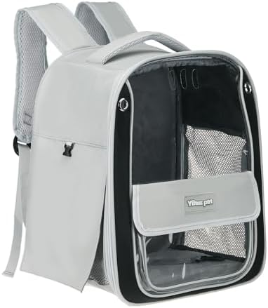 Pet Backpack Carrier, Portable and Ventilated, Oxford Cloth, Dogs Cats and Small Animals Travel Bag 13", (Gray, 1 Pcs), Intended for Hiking/Camping/Traveling