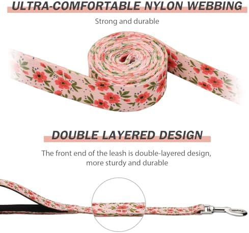 Hikiko 6FT Dog Leash Padded Double Handle with Designed Pattern