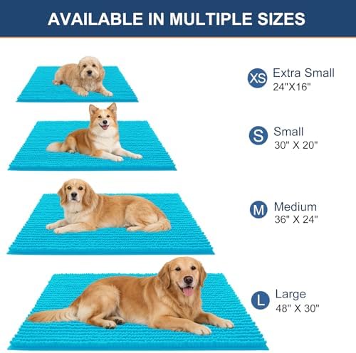 OLANLY Dog Door Mat for Muddy Paws 24x16, Extra Absorbent Chenille Mud Mat
