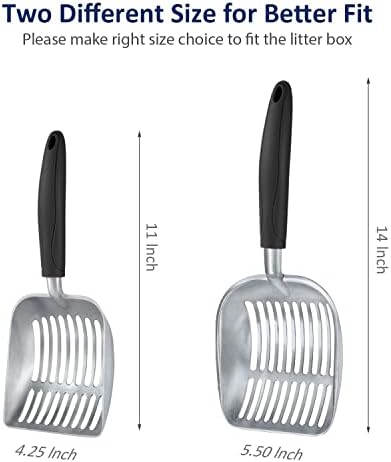 WePet Cat Litter Scoop, Aluminum Alloy Sifter, Kitty Metal Scooper, Deep Shovel, Long Handle, Poop Sifting, Kitten Pooper Lifter, Durable, Heavy Duty, for Litter Box