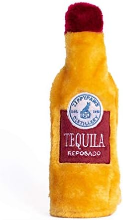 ZippyPaws Happy Hour Crusherz - Interactive Dog Toys to Keep Them Busy, Squeaky Plush Pet Toy for All Breeds, For Small, Medium, & Large Dogs, Drink Themed Crinkle Water Bottle Toy - Tequila