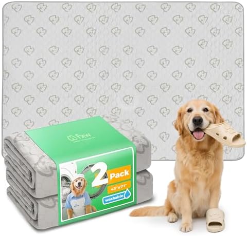 FXW Washable Pee Pads for Dogs, Super Absorbent, 43" x 71", 2 Packs