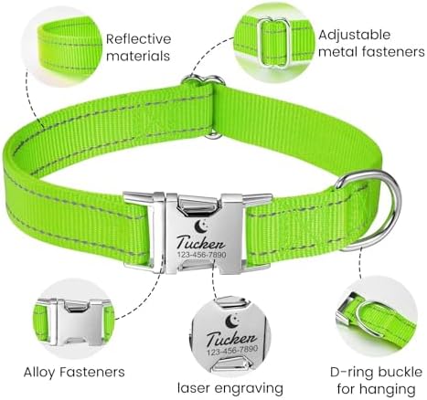 Silent Dog Collar Personalized with Name Phone Number Laser Engraved