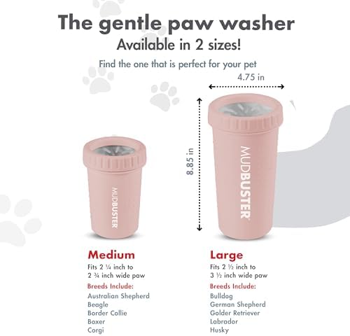 Dexas MudBuster Large Dog Paw Cleaner, Blush, Fits 2.5"-3.5" Wide Paws, Gentle Silicone Bristles for Quick, Easy Cleaning