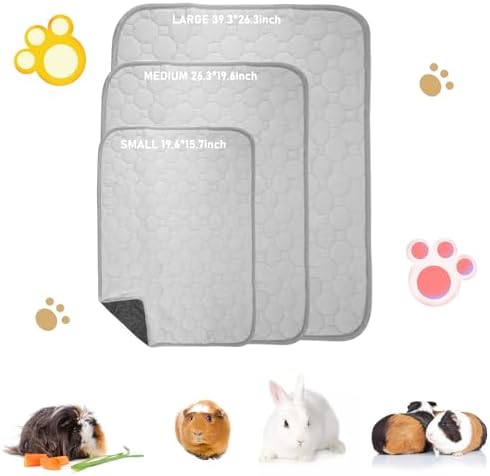 2 Pack Washable Dog Pee Pads, 26" x 20" Reusable Puppy Pads, Waterproof Anti Slip Bottom Pet Training Pads for Small Animals Rabbit Hamste Bunny Puppy Cat Grey Large