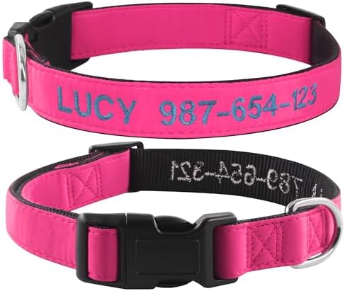 Kuley Personalized Dog Collar, Embroidered with Pet Name and Phone Number