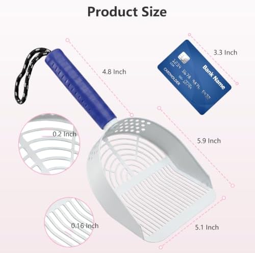 Cat Litter Scoop with Holder, 3 in 1 Metal Kitty Scooper