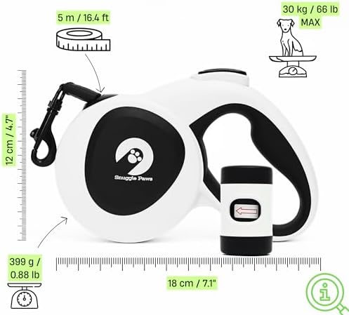 Snuggle Paws All-in-One Heavy Duty Retractable Dog Leash for Medium Dogs