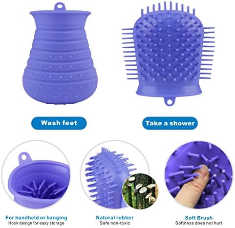 Idepet Dog Paw Cleaner Cup with Towel Pet Foot Washer Protable Dogs Cleaning Brush for Puppy Cats Massage Grooming Dirty Claws (Purple)