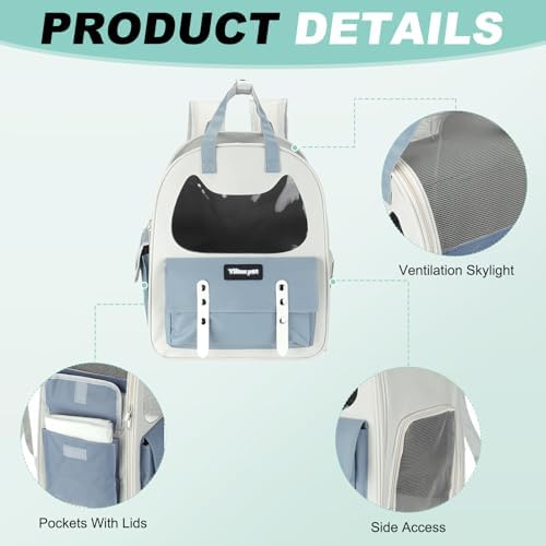 Cat Pet Backpack Carrier Blue 12"x8"x14" Travel Bag