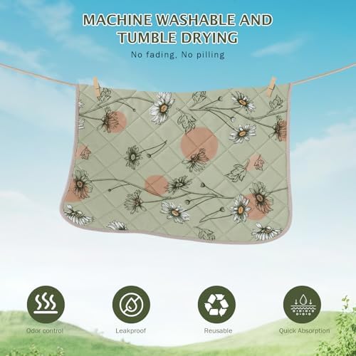 IEUUMLER Washable Pee Pads for Dogs, 2 Pack Non-Slip & Waterproof Pack Whelping Pad, Reusable Washable Puppy Potty Training Pad with Fast Absorbent for Playpen EU007 (Grass Green Daisy, 36"X41"-2pcs)