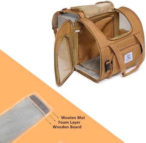 Pet Backpack Carrier for Small Dogs Medium,Large Cats, Puppies,Breathable and Collapsible Design, Portable Travel Bag for Bearded Dragon,Rabbit Cage (Brown +Two-Shoulder, Large)