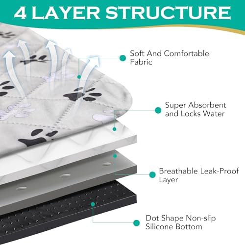 FUWERY Extra Large Washable Pee Pads for Dogs, 72"X72", Grey, 2 Packs