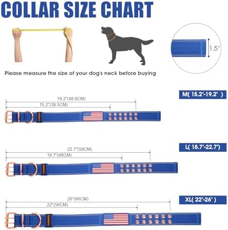Heavy Duty Dog Collar for Medium Large Dogs,Blue,Medium