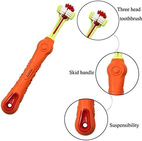 Orgrimmar 4 Pcs 3-Sided Pet Toothbrush Dog Cat Mouth Dental Teeth Care