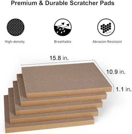 FUKUMARU 5 PCS Cat Scratching Boards, 11.4 Inch Ex-Large Cat Scratcher Box