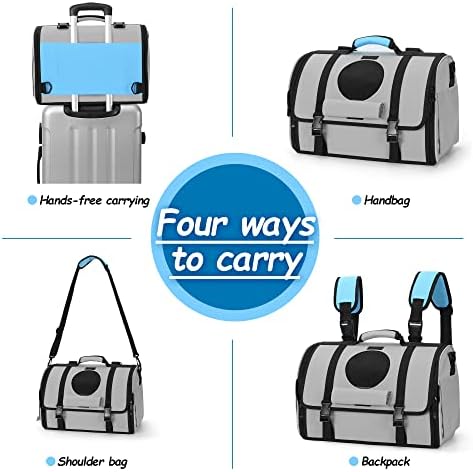 Mile High Life | Outdoor Travel Pet Carrier | Hiking Outdoor Dog Carrier Backpack | Collapsible Dog Carrier for Small Medium Dogs | Cat Crates w Breathable Mesh with Soft-Sided (Blue)