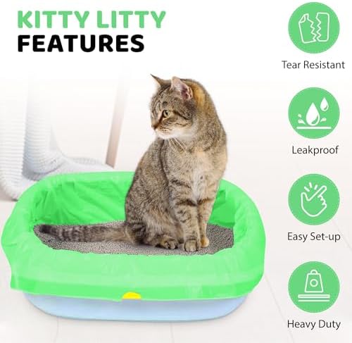 EZ Pick Up Dog & Cat Pet Waste Clean Up Bags Litter Liners (Green, 36"x18")