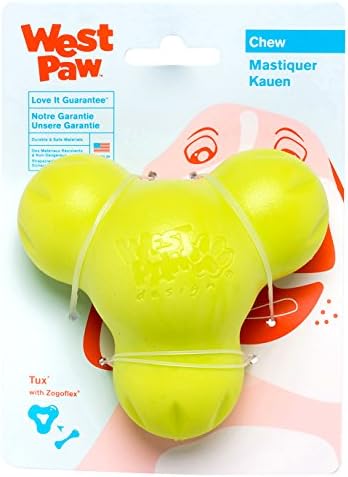 WEST PAW Zogoflex Tux Treat Dispensing Dog Chew Toy – Interactive Chewing Toy for Dogs – Dog Games for Aggressive Chewers, Fetch, Catch – Holds Kibble, Treats, Large 5", Granny Smith