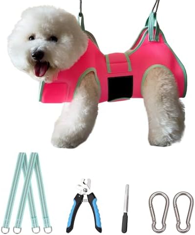 Kkiimatt Dog Grooming Hammock, Small Dog Hammock for Nail Trim, Hanging Harness for Claw Care,Grooming Sling Holder Hanger with Thick Fabric Neck Support Wide Strap Restraint