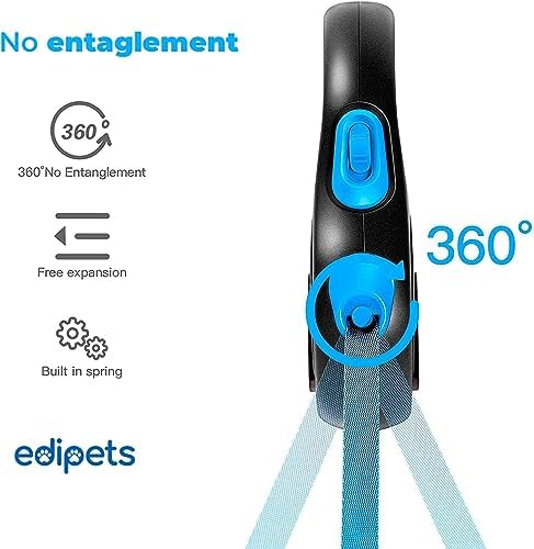 Extendable Retractable Dog Leash, 3, 5 and 8 Metres, Flexible Tape for Training and Walking, Safe and with Brake, Design and Comfortable Grip (Blue, 8 Metres)