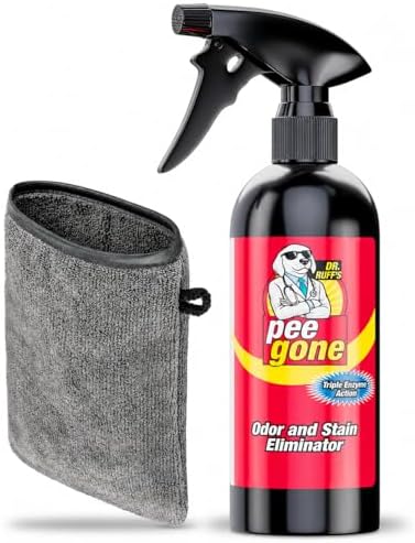 Pet Stain & Odor Eliminator, Multi-Surface Cleaner Spray for Home, Carpet Cleaner for Dog & Cat Areas, 16oz Spray Bottle & Mitt