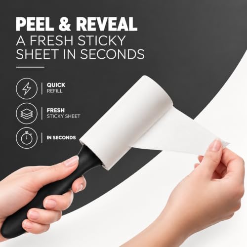 KEPLIN Lint Roller, Pet Hair Remover, 5 Sticky Refill Heads, 350 Sheets