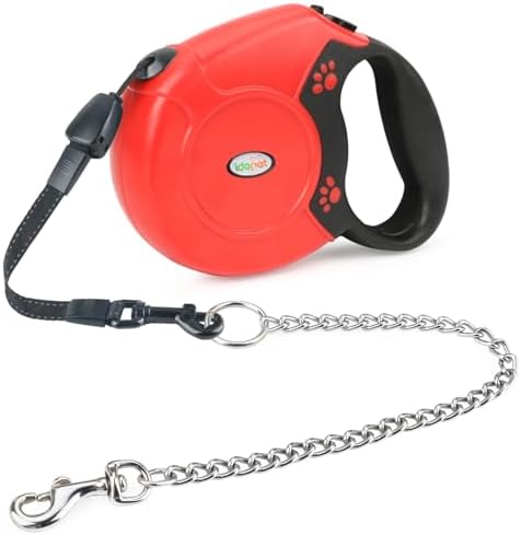 Idepet Heavy Duty Retractable Dog Leash Steel Chain 16ft Pet Leashes