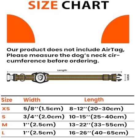 Waterproof AirTag Dog Collar with QR Code Dog Tag, Champagne XS