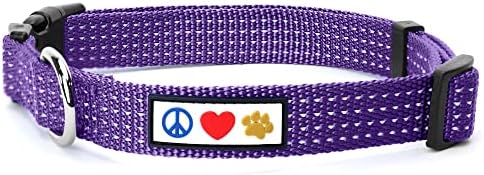 Pawtitas Pet Soft Training Adjustable Reflective Stitching Puppy / Dog Collar Large 1 Inch Purple