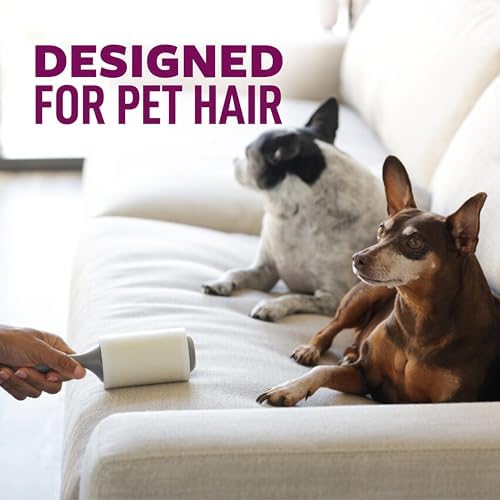 Scotch-Brite Pet Hair Pickup Extra Sticky Lint Roller with Handle, 50% Stickier, Fur and Fluff Remover for Clothes Furniture Couches Car Seats, 4 in x 54.9 ft, 1 Pack, 100 Easy-Tear Sheets