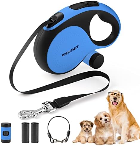 26 Ft Retractable Dog Leash with Chew Proof Cable - Blue