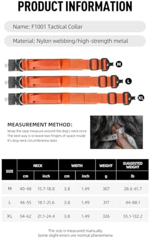Tactical Dog Collar with Handle,Orange XL