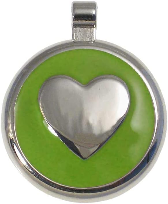 LuckyPet Heart Jewelry Pet ID Tag for Cats and Dogs, Personalized Engraving on The Back Side, Large Lime Heart