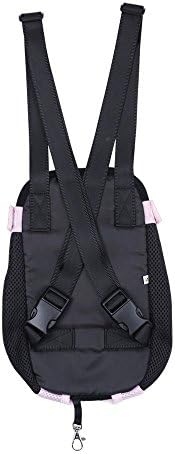 Pet Dog Puppy Cat Carrier Five Holes Backpack Double Shoulder Straps Canvas Cotton Front Chest Backpack Bag(Black, Small)
