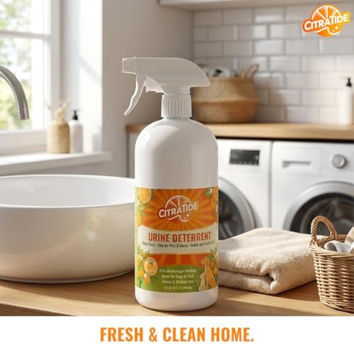 Urine Deterrent Spray for Dogs & Cats – Heavy Duty Plant-Based Formula Prevents Marking on Floors, Furniture & Carpets – Natural Citrus & Cedarwood Scent – Safe for Pets & Home – 32 fl oz