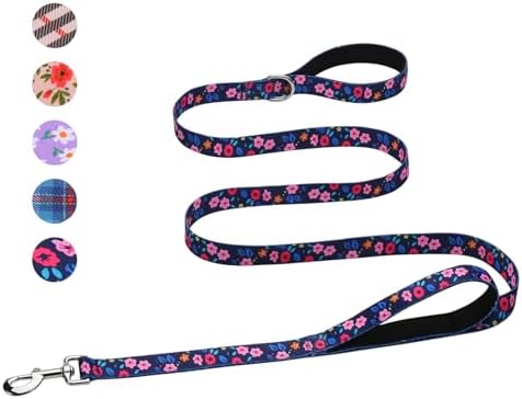 Hikiko 6FT Dog Leash Padded Double Handle with Designed Pattern
