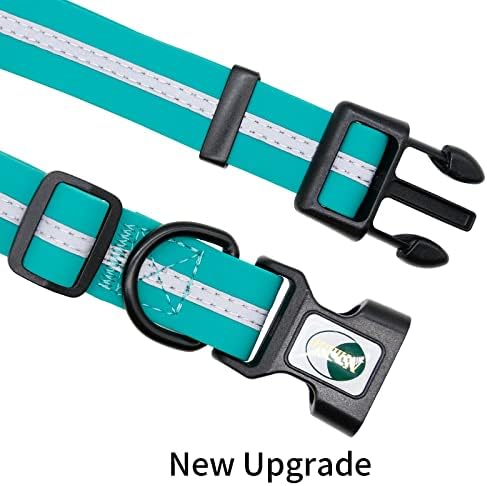 Nimble Reflective Waterproof Dog Collar Adjustable Odor Resistant Easy Clean Pet Collar for Small Medium Large Dogs Night Walking Outdoor Rainy Use (Large (15.35”-24.8”inches), Emerald Green)