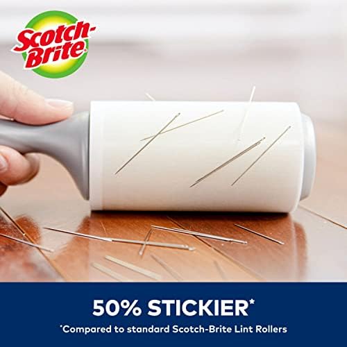 Scotch-Brite 50% Stickier Lint Roller Works Great On Pet Hair 6 Rollers 48 Sheets per Roller 288 Sheets Total (Packaging May Vary) (Pack of 2)