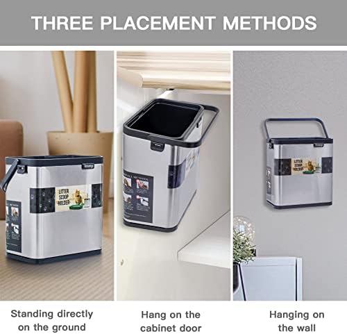 Universal Cat Litter Scoop Holder, Stainless Steel Small Portable Cat Litter Scooper Holder Trash Container.