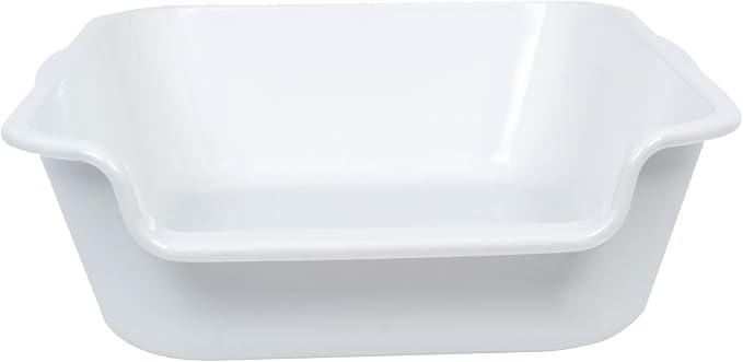 1 Pack of Extra Large Cat Litter Box (ABS Material), Low Entry Senior Litter Pen for Geriatric Kitty Big Cats, Jumbo Pet Safe Litter Boxes Tray for Indoor Pets Potty (White, 20"L x 15.5"W)