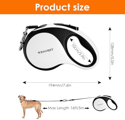 16Ft Retractable Dog Leash for Medium Large Dogs up to 110lbs