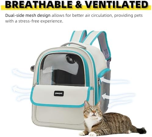 Cat Backpack Carrier for Travel & Hiking - Large Space, Durable & Breathable Pet Carrier for Cats & Small Dogs - Anti-Scratch, Escape-Proof Design (Green, Large)