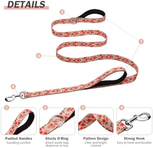Hikiko 4FT Dog Leash Padded Double Handle with Designed Pattern