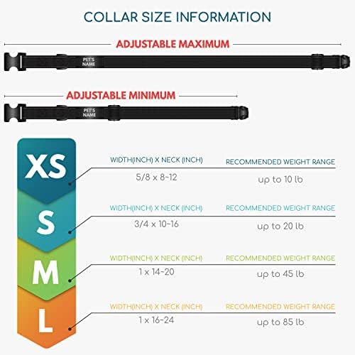 Improved - Personalized Dog Collars w/Engraved Metal ID Nameplate for Name & 3 Lines Text - Custom 20 Icons, 4 Adjustable Sizes, 10 Fonts, Dog Collar for Large Dogs, Dog ID Tag Personalized, Black