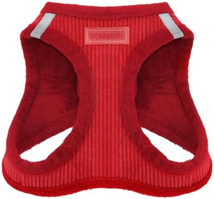 Voyager Step-in Plush Dog Vest Harness -Red Corduroy, Medium