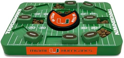 Pets First NCAA Miami University Large Puzzle Toy, Dog Puzzle Treat Toy, New Large Size, Interactive Dog Treat Toy, Dog Slow Feeding Toy